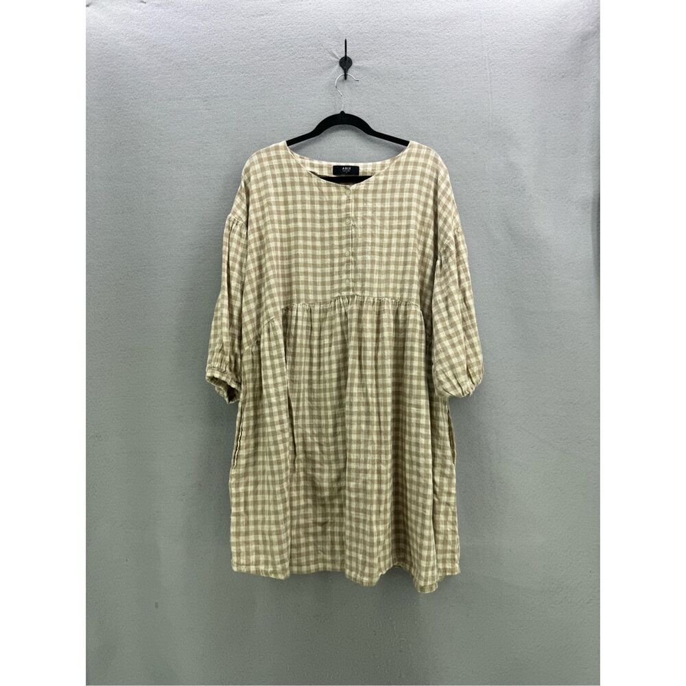 Able Beige Plaid Mini Dress - Picture 5 of 13